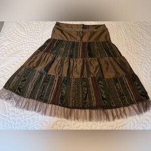 Rinascimento Olive and Chocolate A-Line Skirt